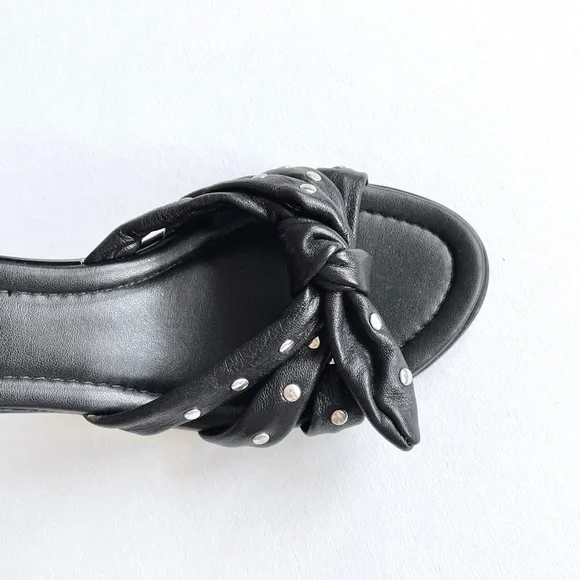 A. Giannetti Studded Black Leather Sandal Heels - Picture 2 of 7